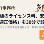 「この商標のライセンス料、安すぎ？『適正価格』を30分で診断」知育特許事務所のアイキャッチ